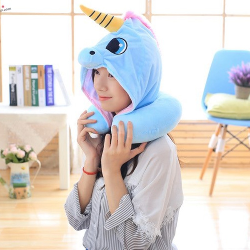 Cartoon U-Shape Hoodie Travel Pillow