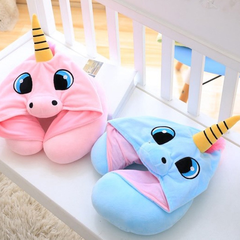 Cartoon U-Shape Hoodie Travel Pillow