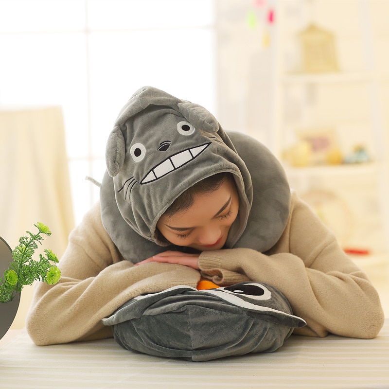 Cartoon U-Shape Hoodie Travel Pillow